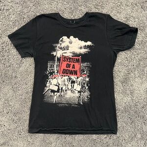 System Of A Down Shirt Men’s Size Small Banner March Metal Band Black Vintage